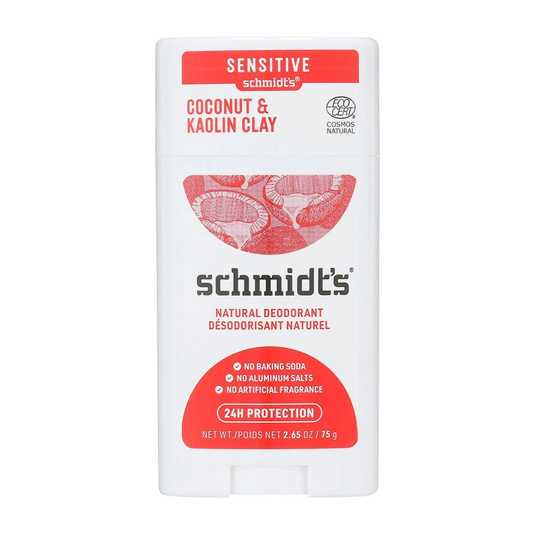 Schmidts Coconut and Kaolin Clay Sensitive Natural Deodorant, 2.65 Oz