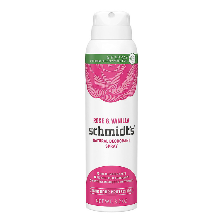 Schmidts Rose and Vanilla Natural Deodorant Spray, 3.2 Oz