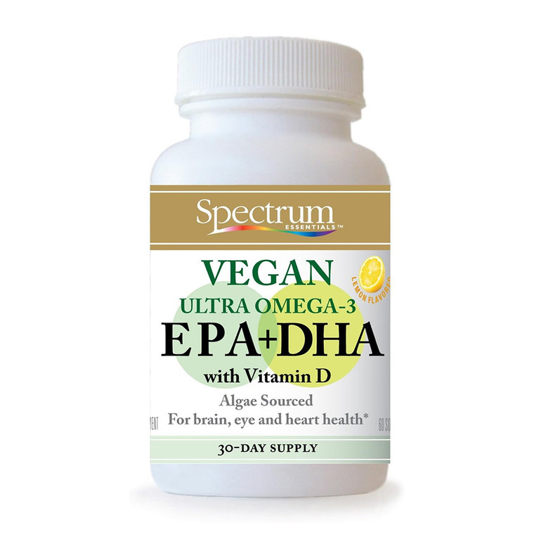 Spectrum Essentials Vegan Ultra Omega3 EPA and DHA with Vitamin D SoftGels, 60 Ea