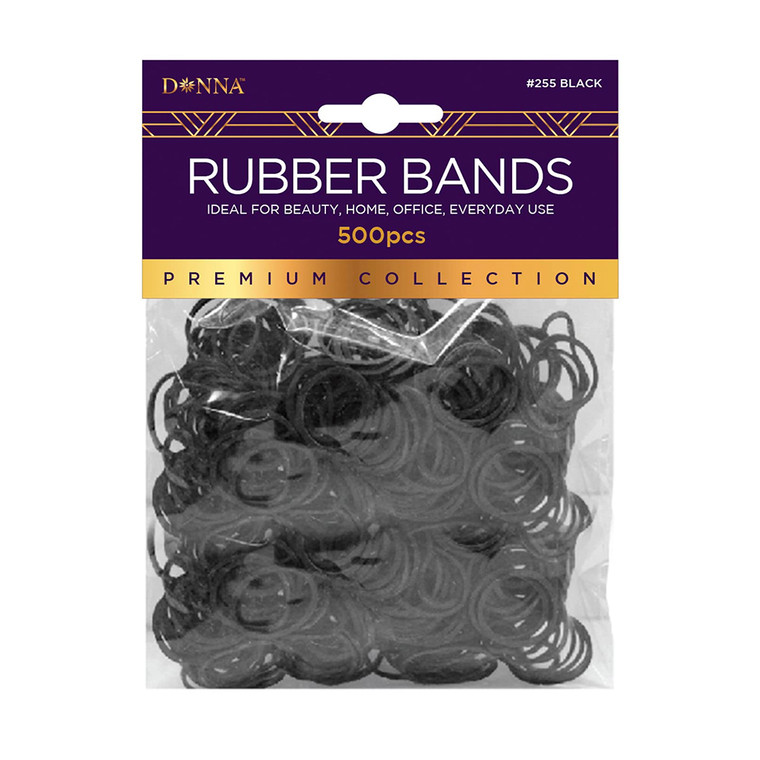 Donna Black Hair Rubberbands, 500 Ct