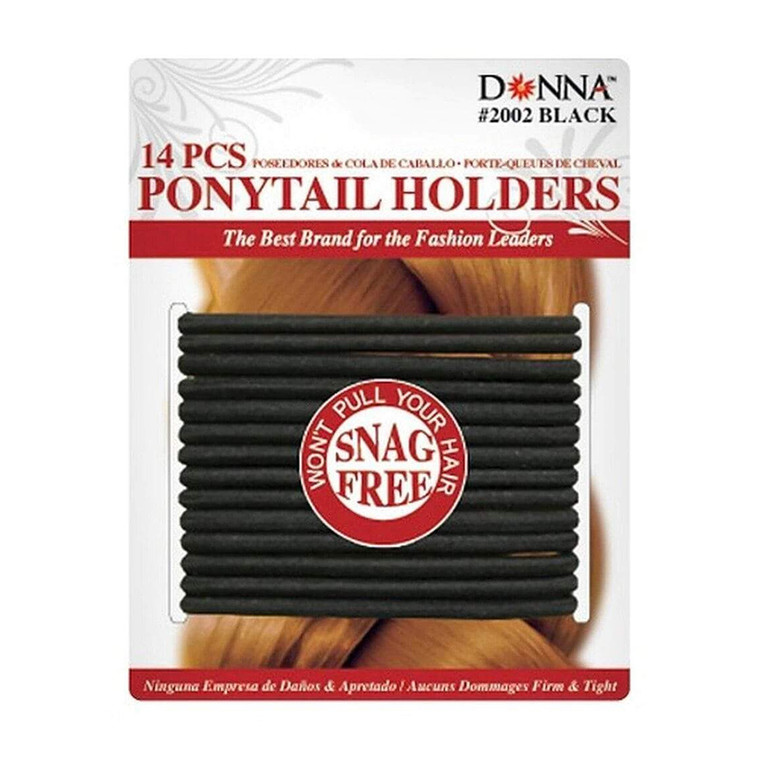 Donna Ponytail Holders Black, 14 Ct