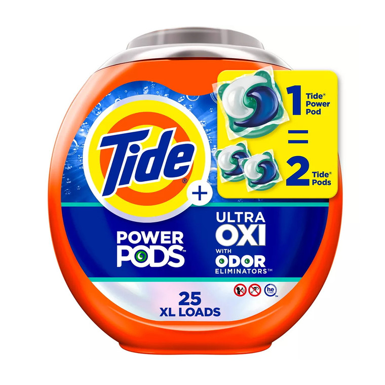Tide Ultra OXI Power PODS with Odor Eliminators Laundry Detergent, 25 Ea