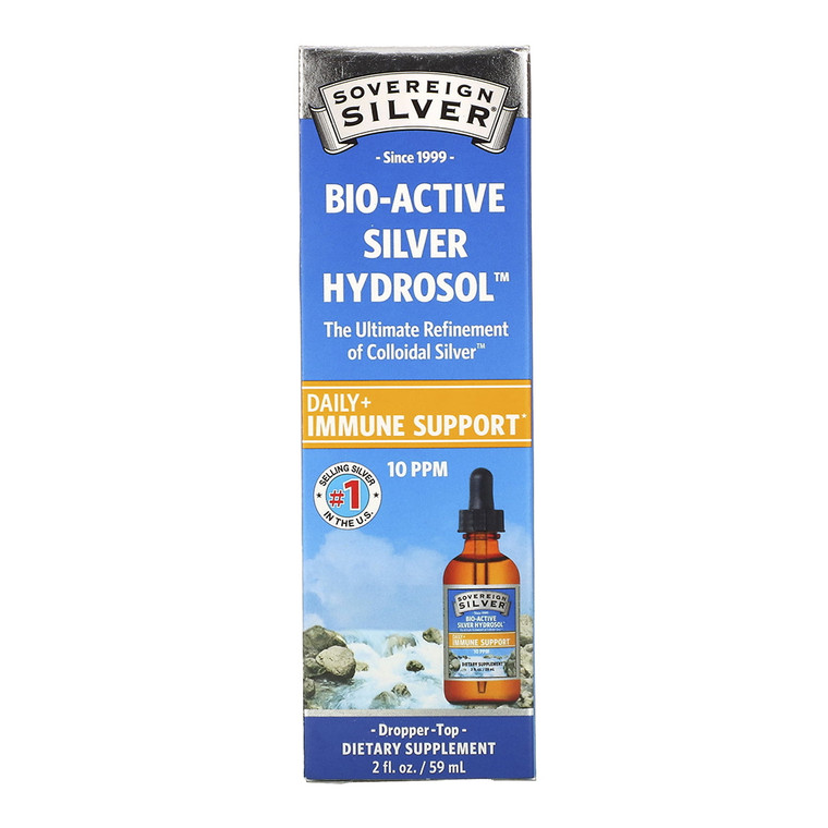 Sovereign Silver Bio Active Silver Hydrosol Colloidal Silver Liquid Dropper, 2 Oz