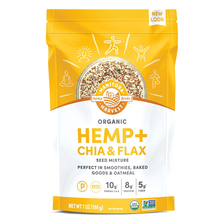 Manitoba Harvest Organic Hemp Chia and Flax Seeds Mixture Baked Goods and Oatmeal 7Oz (198g)