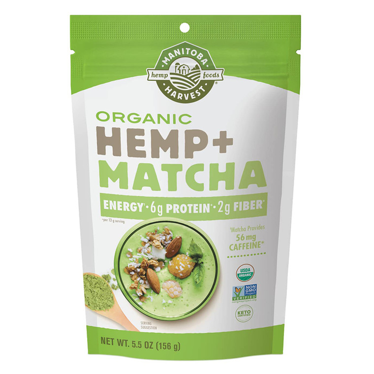 Manitoba Harvest Organic Hemp and Matcha Powder Energy 6g Protein 2g Fiber 5.5Oz (156g)