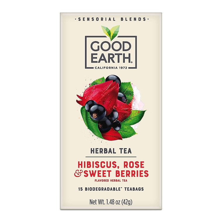 Good Earth Sensorial Blends Hibiscus, Rose and Sweet Berries Herbal Tea, 15 Ea