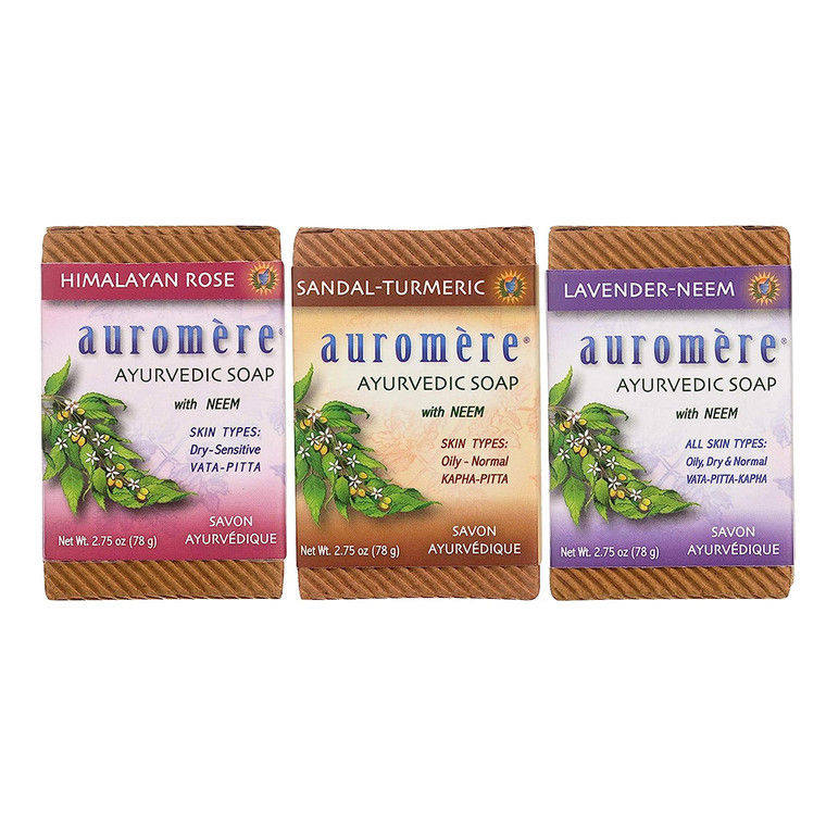 Auromere Ayurvedic Soap, 3 Pack, 2.75 Oz