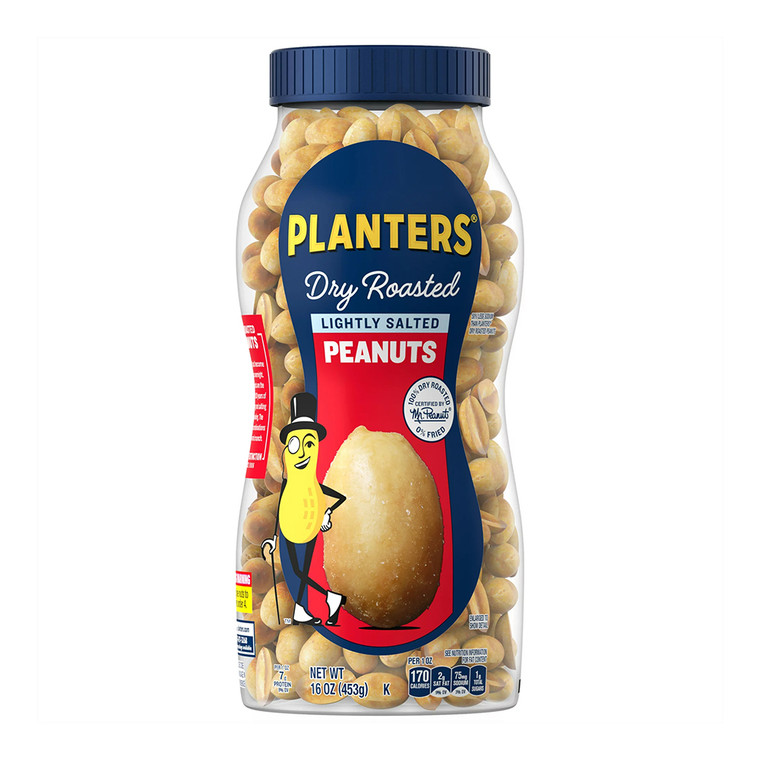 Planters Lightly Salted Dry Roasted Peanuts, Party Snacks, 16 Oz