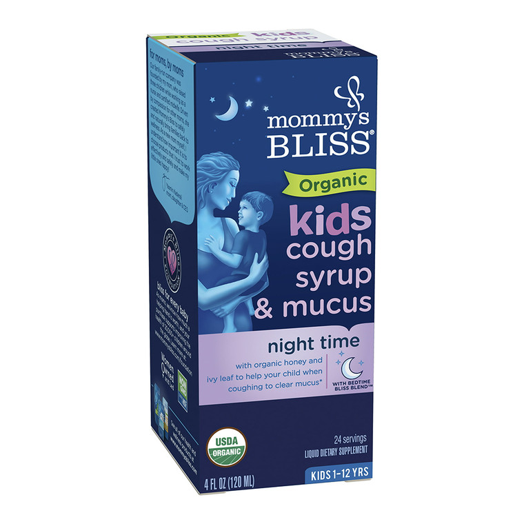 Mommys Bliss Organic Kids Cough Syrup And Mucus Relief For Night Time, 4 Oz