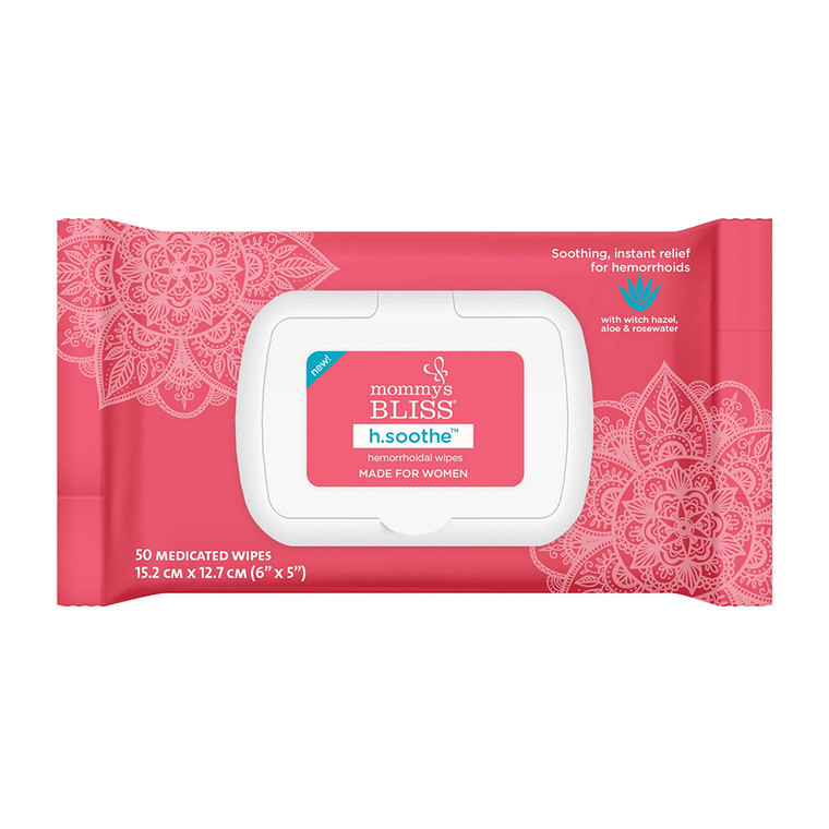Mommys Bliss Soothing Hemorrhoid Wipes for Women, Aloe And Rosewater, 50 Ct