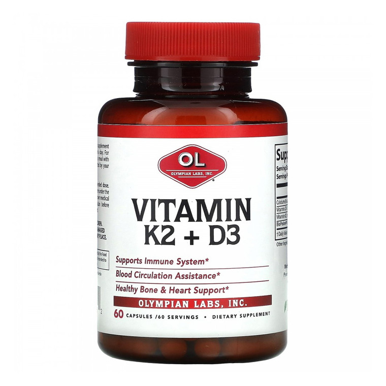 Olympian Labs Vitamin K2 + D3 Bone and Heart Immune System, 60 Ea