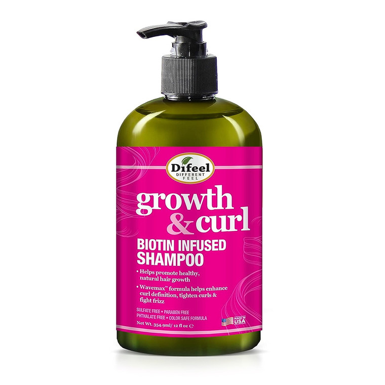 Difeel Growth and Curl Biotin Shampoo, 12 Oz