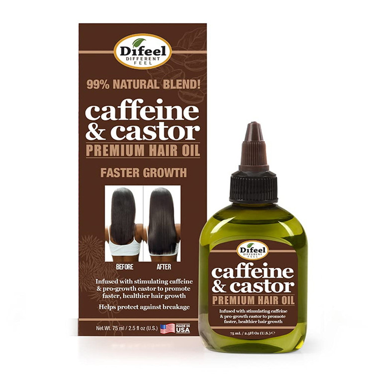 Difeel Caffeine And Castor Premium Hair Growth Oil, 2.5 Oz