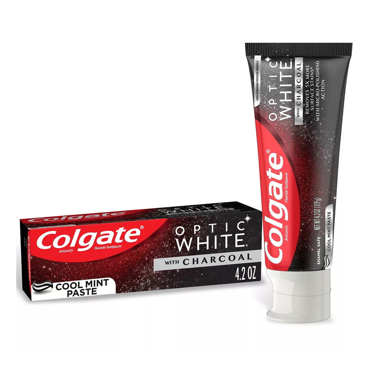 Colgate Optic White with Charcoal, Cool Mint Toothpaste, 4.2 Oz