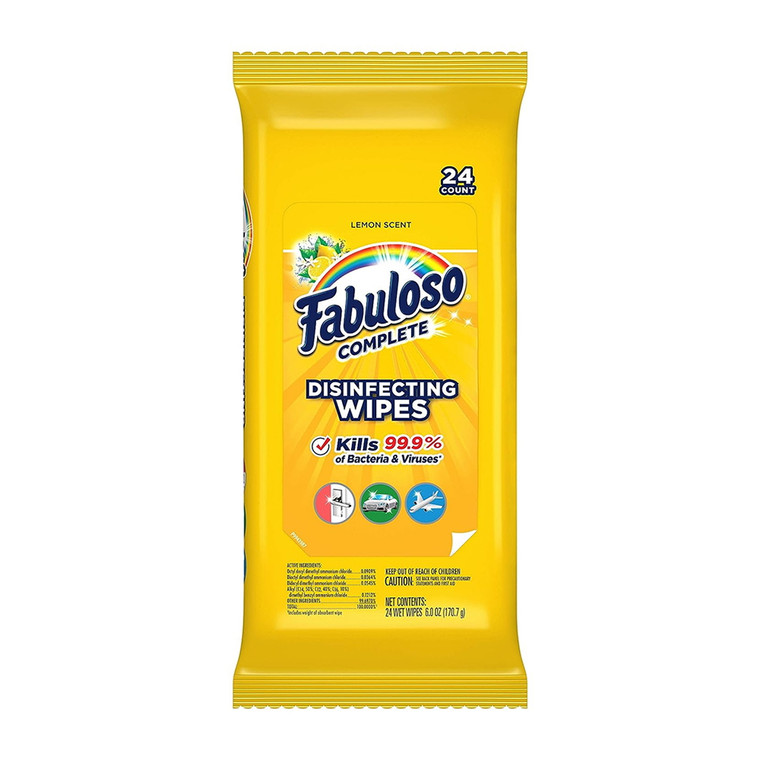 Fabuloso Complete Disinfecting Wipes, Lemon, 24 Ea