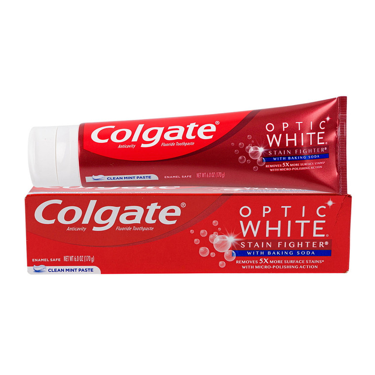 Colgate Optic White Stain Fighter Toothpaste, Clean Mint Flavor, 6 Oz