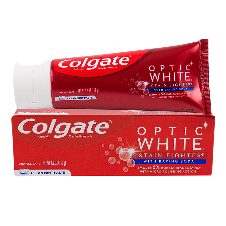 Colgate Optic White Stain Fighter Toothpaste, Clean Mint Flavor, 4.2 Oz