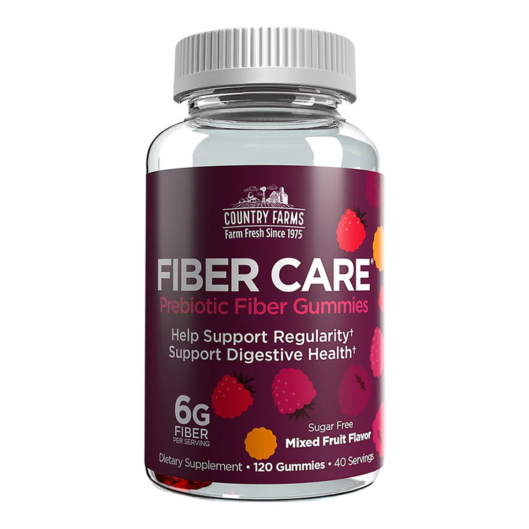 Country Farms Fiber Care Prebiotic Gummies, Support Digestive Health, Mixed Fruit Flavor, 120 Ea