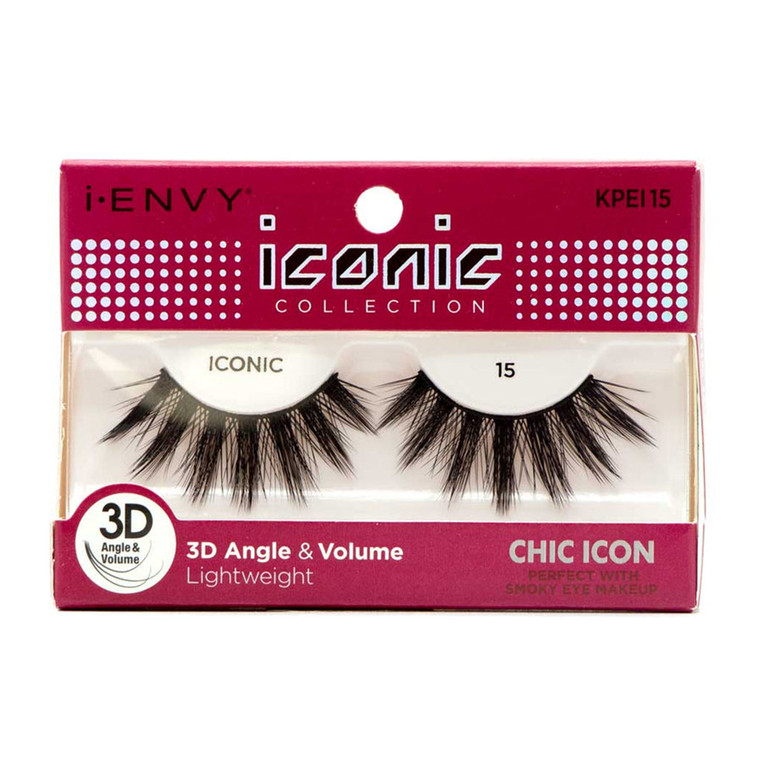 Kiss I Envy Iconic Eyelashes 3D Glam Collection Multi angle And Volume, Chic 15, 1 Ea
