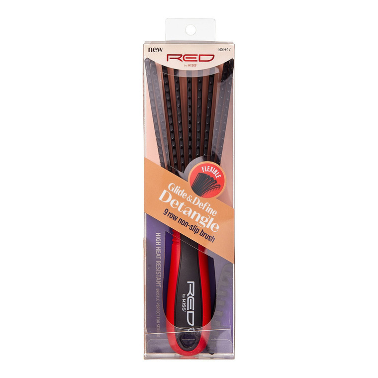 Kiss Red Detangling Brush 9 Row Non Slip For Black Natural Hair Large, 1 Ea