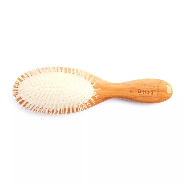 Bass Brushes Ultra Flex Detangling Style And Detangle Nylon Pin Bamboo Handle Medium Oval Hair Brush, 1 Ea