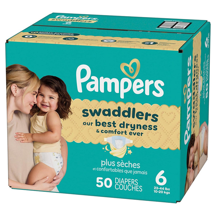 Pampers Swaddlers Active Baby Diaper Size 6 Keeps Baby Dry and Comfortable 50Ea