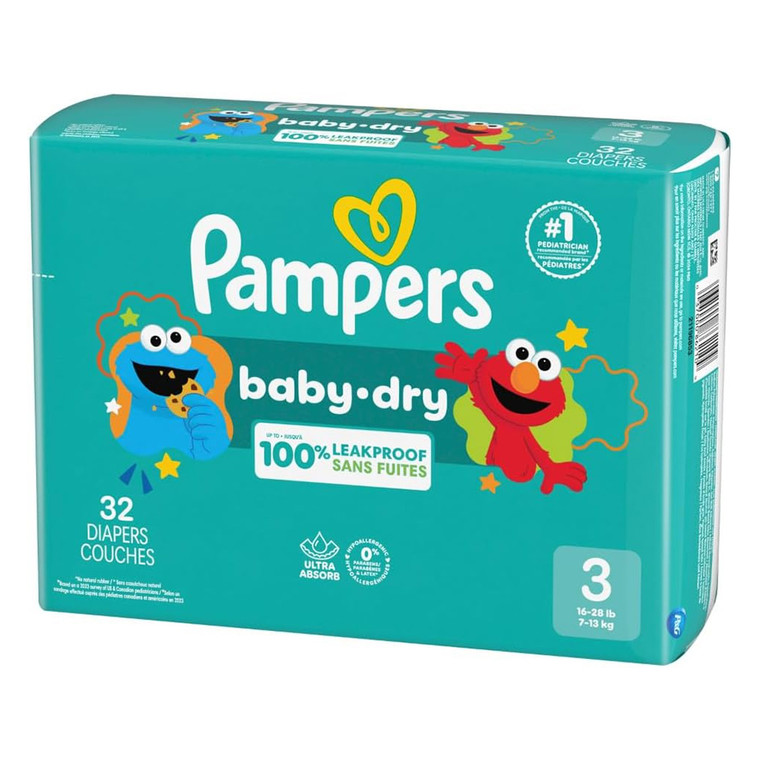 Pampers Baby Dry Diapers Couches Size 3 Leak Protection 32Ea