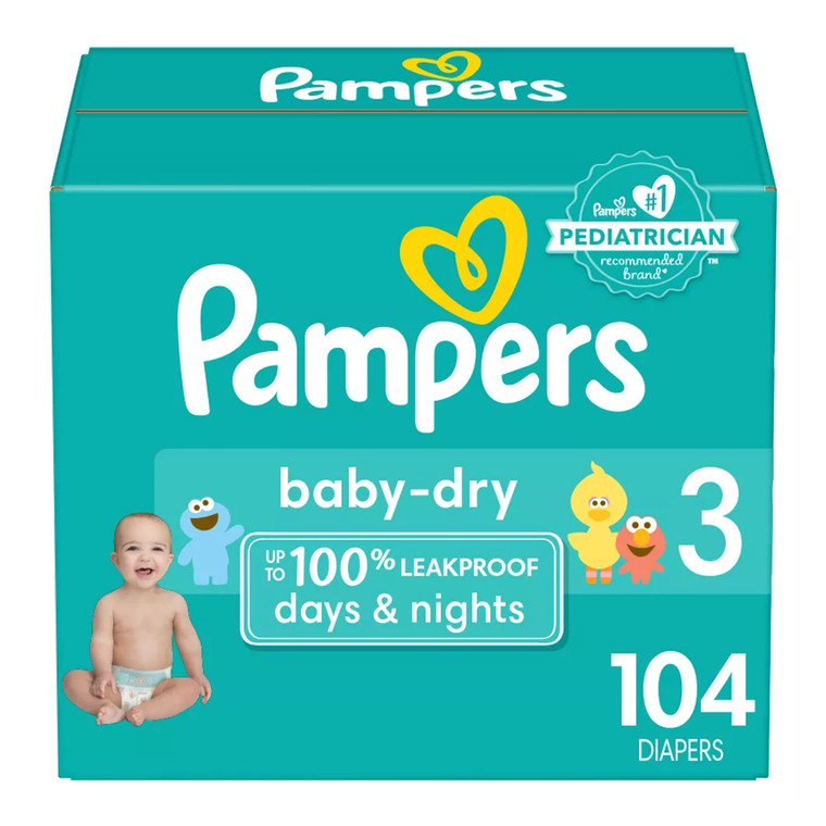 Pampers Baby Dry Diapers Size 3, 104 Ea