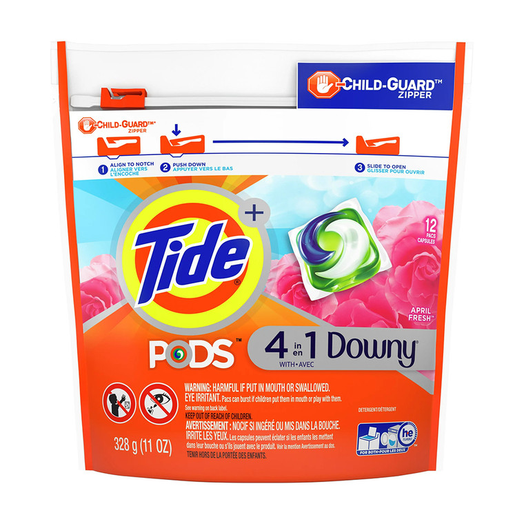 Tide Plus 4-In-1 Downy Detergent Pods, April Fresh, 12 Ea