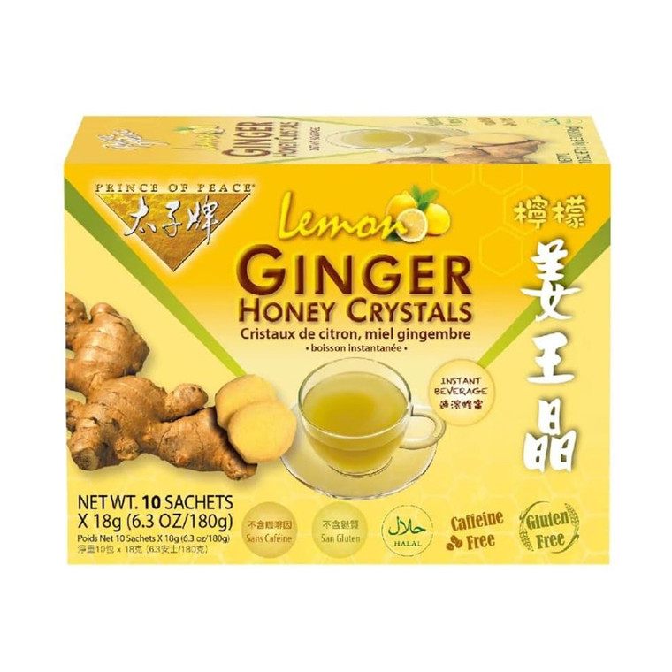 Prince of Peace Ginger Honey Crystals, Instant Hot or Cold Beverage, 10 Ea