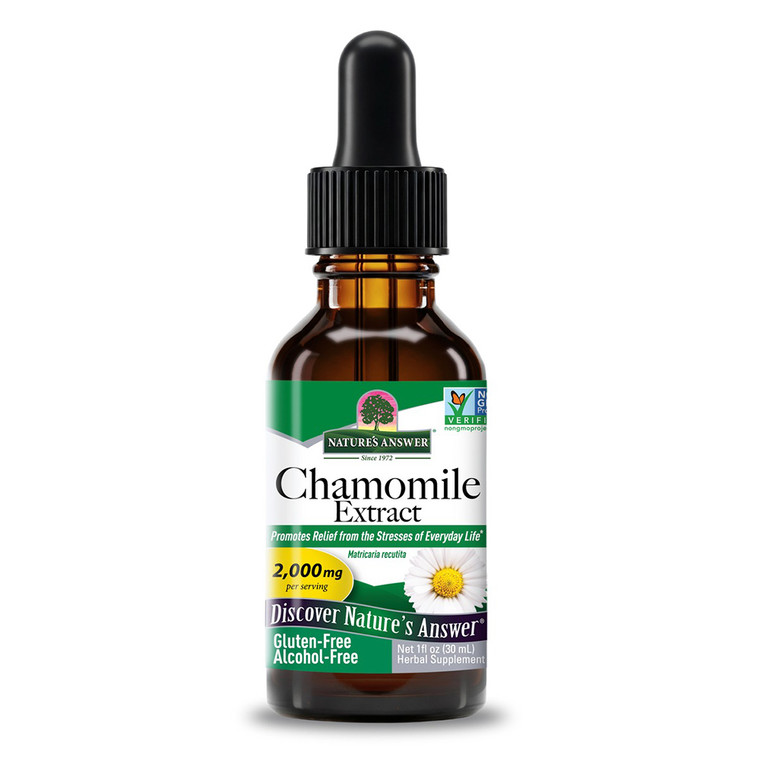 Natures Answer Chamomile Flowers Extract Organic Alcohol Free Supports Stress Free 1Oz (30ml)