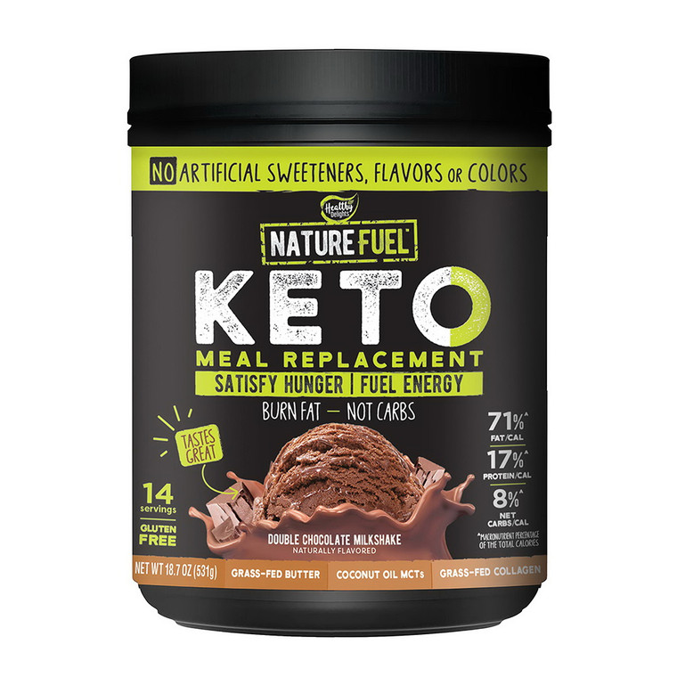Healthy Delights Nature Fuel Keto Meal Replacement Double Chocolate Milkshake, 14 Servings, 18.7 Oz