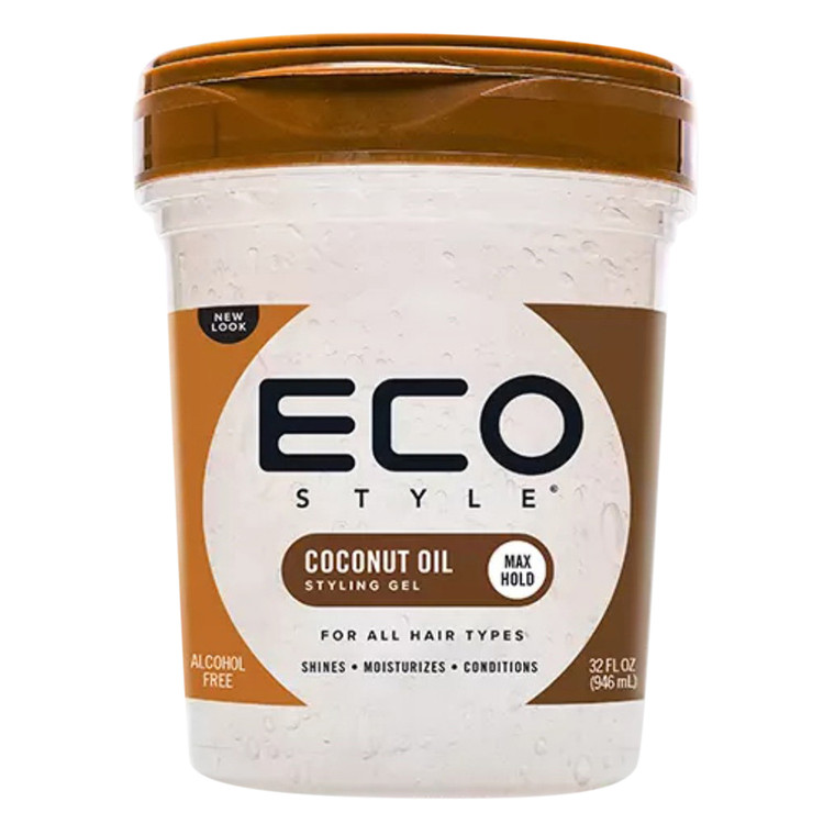 Eco Style Coconut Oil Hair Styling Gel for Moisturizing Frizz Control and Shine 32Oz (946ml)