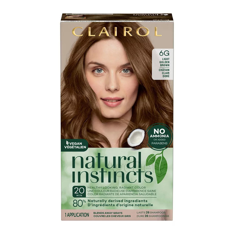Clairol Natural Instincts Demi Permanent Hair Color Creme Dye, 6G Light Golden Brown, 1 Ea