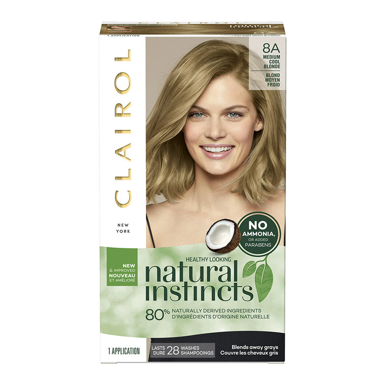 Clairol Natural Instincts Demi Permanent Hair Color Creme, 8A Medium Cool Blonde, 1 Ea