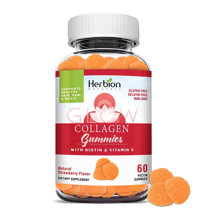 Herbion Naturals Collagen Gummies, Helps Healthy Skin, Hair, and Nails, Natural Strawberry Flavor, 60 Ea