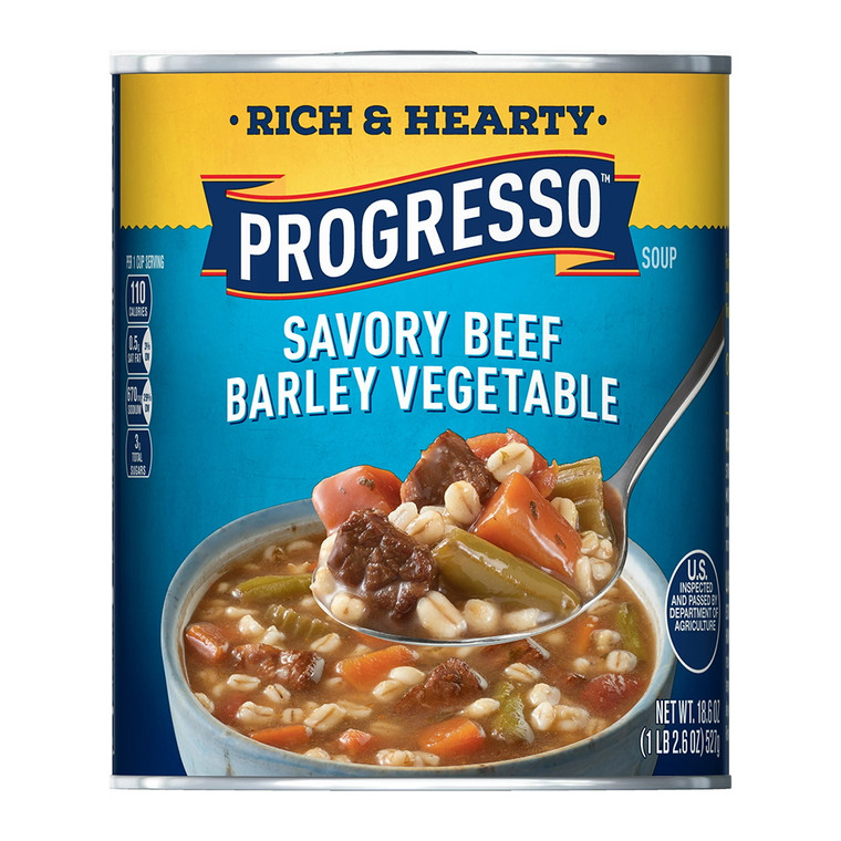 Progresso Rich and Hearty, Savory Beef Barley Vegetable Soup, 18.6 Oz