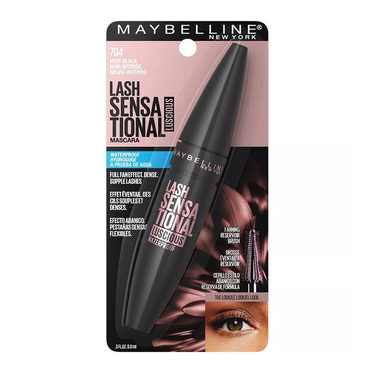 Maybelline Lash Sensational Luscious Waterproof Mascara, Very Black, 1 Ea