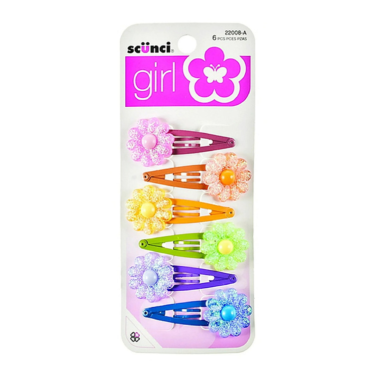 Scunci Girl Flower Hair Clips, 1 Ea