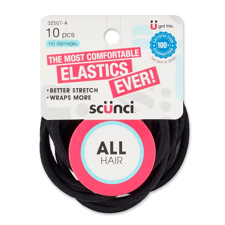 Scunci Nylon Elastics All Hairbands, 10 Ea