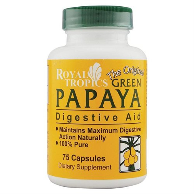 Royal Tropics Green Papaya Digestive Aid Capsules - 75 Ea