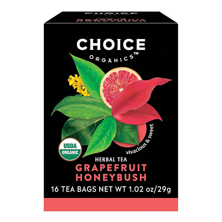 Choice Organic Herbal Tea Bags, Grapefruit Honeybush, 16 Ea