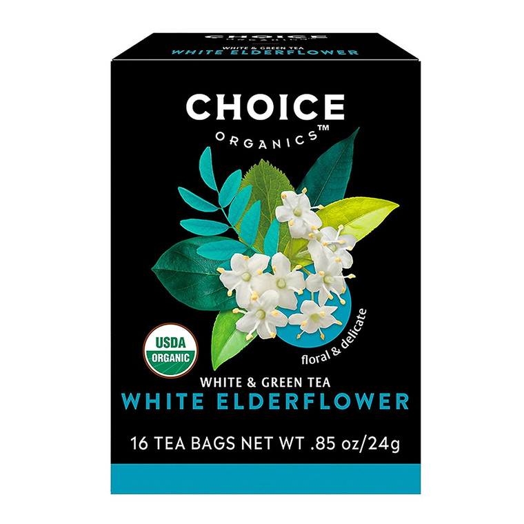 Choice Organic White and Green Tea Bags, White Elderflower, 16 Ea