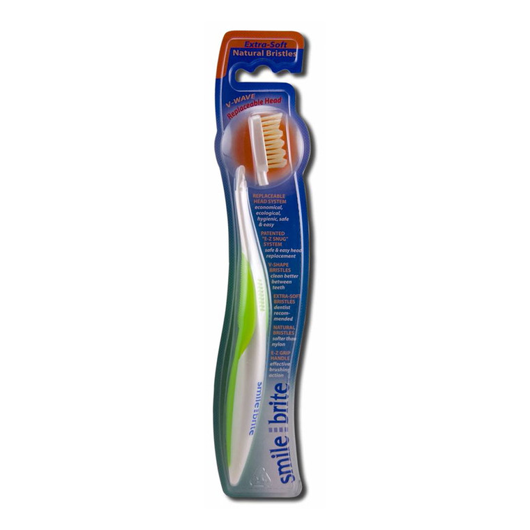 Smile Brite Replaceable Head Toothbrush, Natural V-Wave Extra Soft, 1 Ea