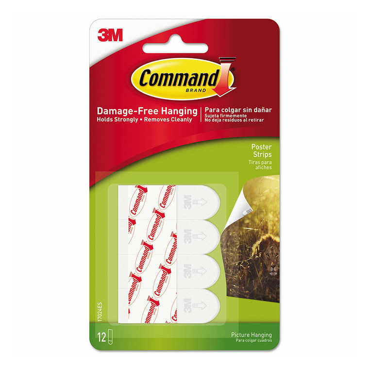 3M Command Poster Hanging Strips, 12 Ea