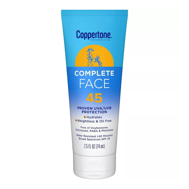 Coppertone Complete Face Sunscreen Lotion SPF 45, 2.5 Oz