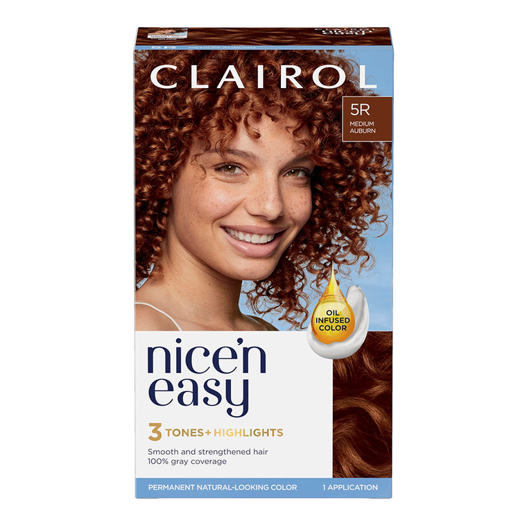 Clairol Nice n Easy Permanent Hair Dye, 5R Medium Auburn Hair Color, 1 Ea