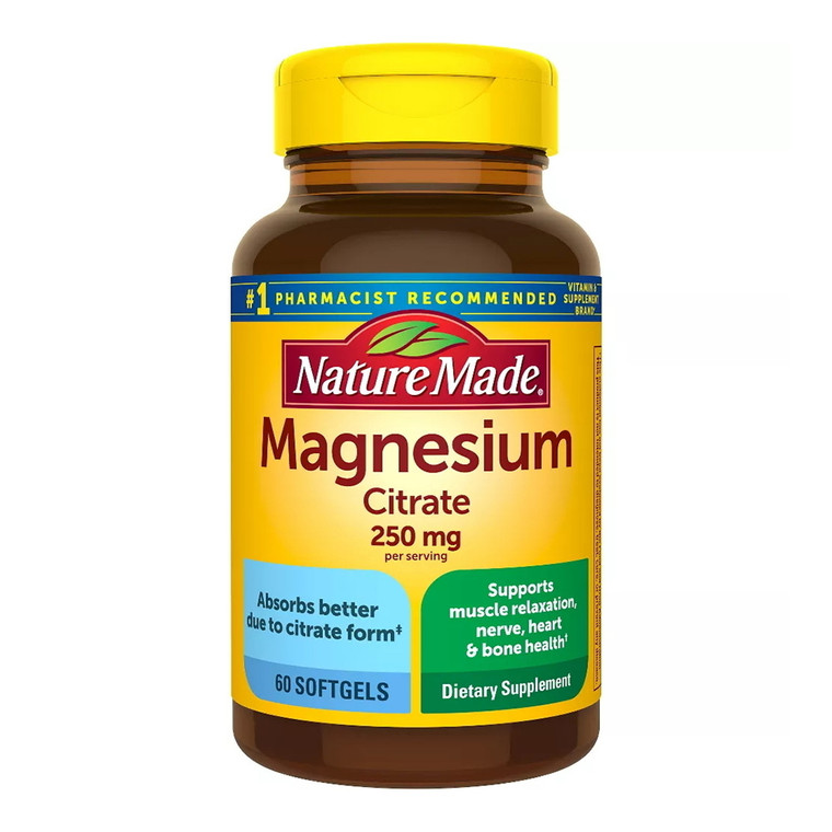 Nature Made Magnesium Citrate 250Mg Muscle, Bone and Heart Support Supplement, 60 Ea