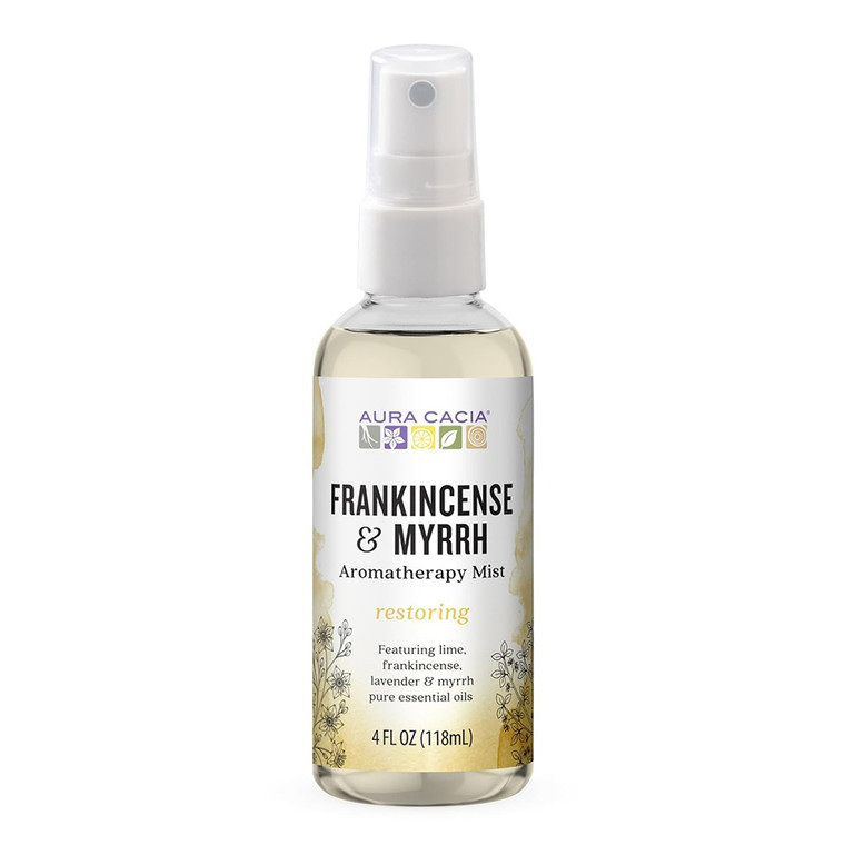 Aura Cacia Aromatherapy Mist Frankincense and Myrrh Pure Essential Oils 4Oz (118ml)