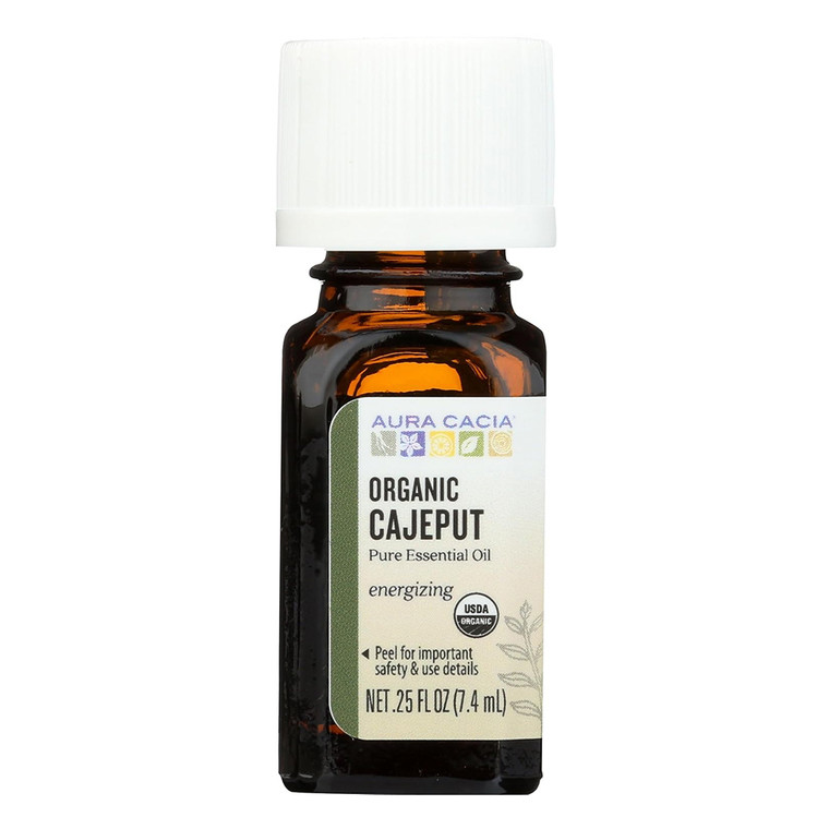 Aura Cacia Organic Cajeput Essential Oil Energizing Pure Aromatherapy 0.25Oz (7.4ml)